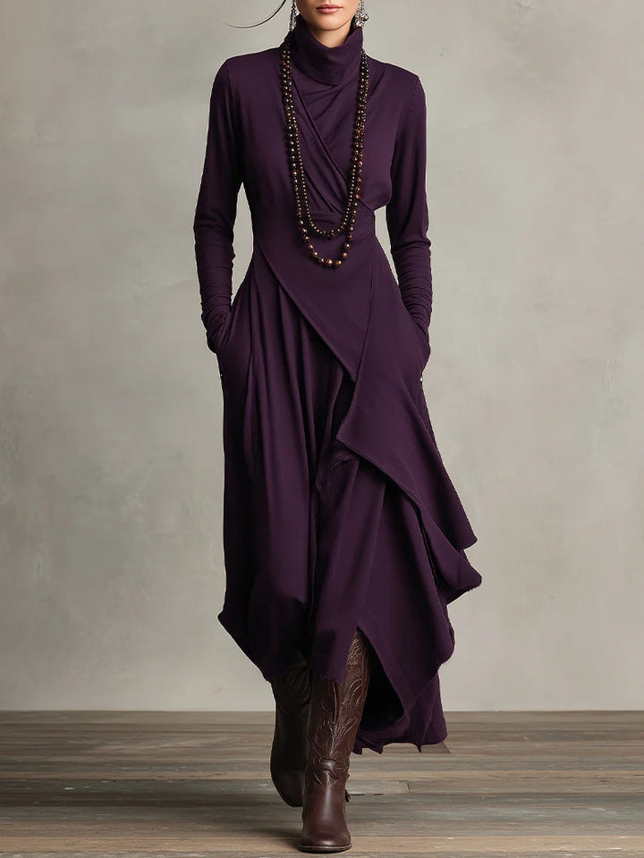 Genevieve | Draped Turtleneck Maxi Dress