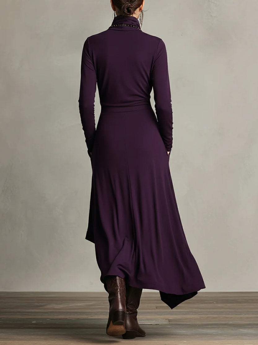 Genevieve | Draped Turtleneck Maxi Dress