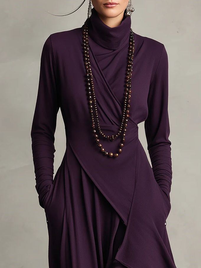 Genevieve | Draped Turtleneck Maxi Dress