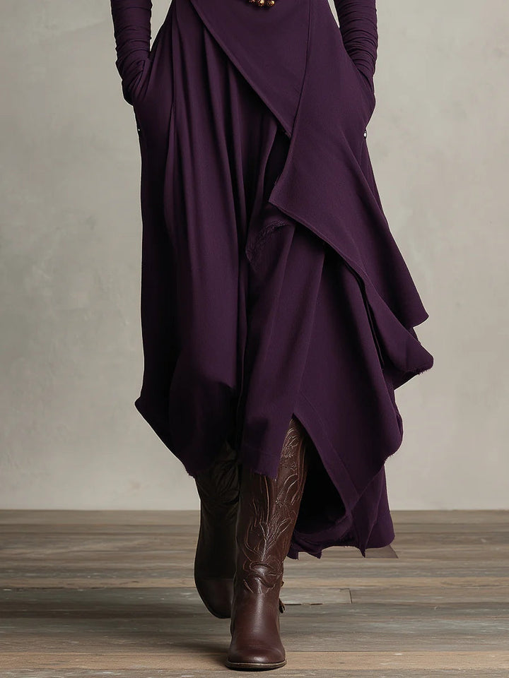 Genevieve | Draped Turtleneck Maxi Dress