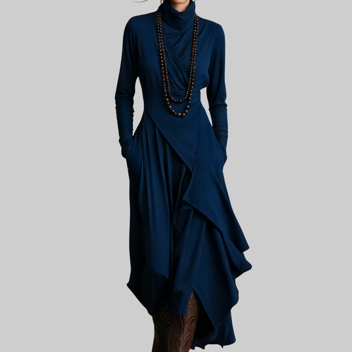 Genevieve | Draped Turtleneck Maxi Dress