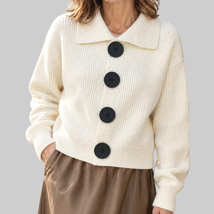 Brielle | Contrast Button Knit Cardigan