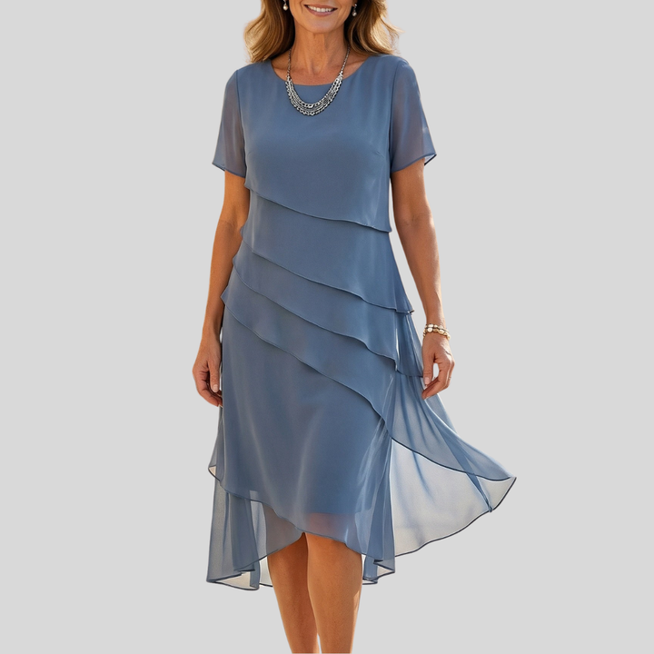 Carol | Tiered Chiffon Midi Dress