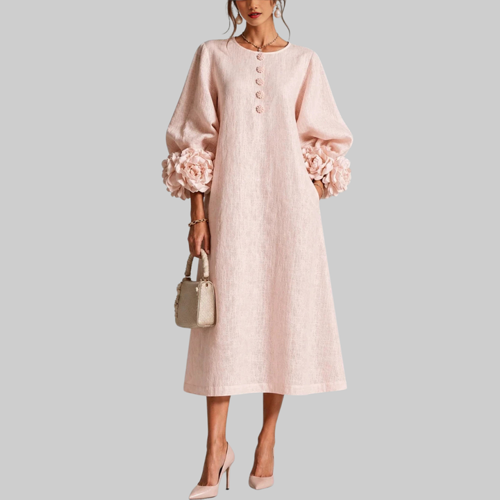 Lucienne | Floral Cuff Midi Dress