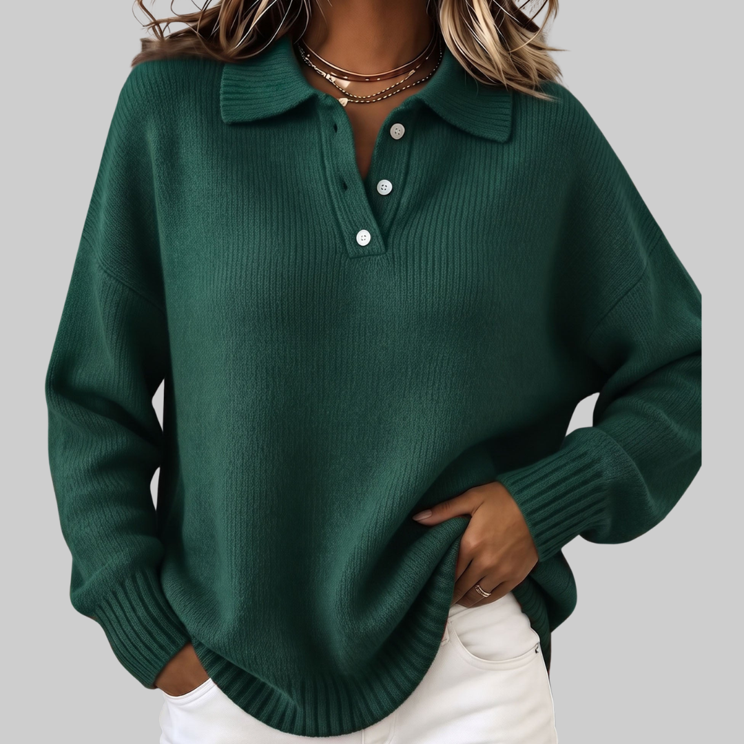 Eloisa | Button Collar Knit Sweater