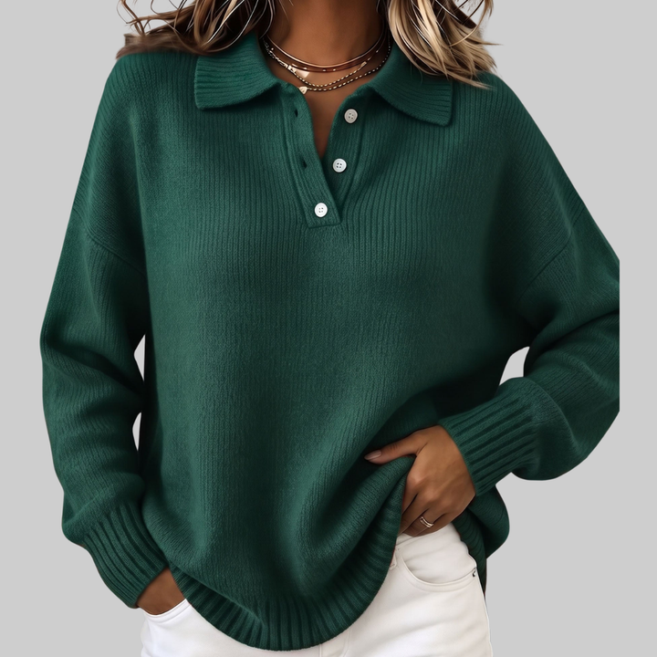 Eloisa | Button Collar Knit Sweater