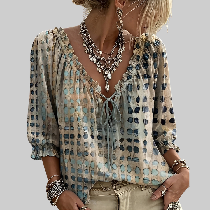 Alina | Ruffle Tie Blouse