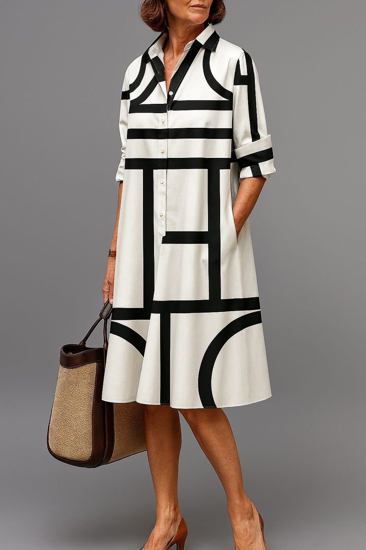 Caroline | Geometric Shirt Dress