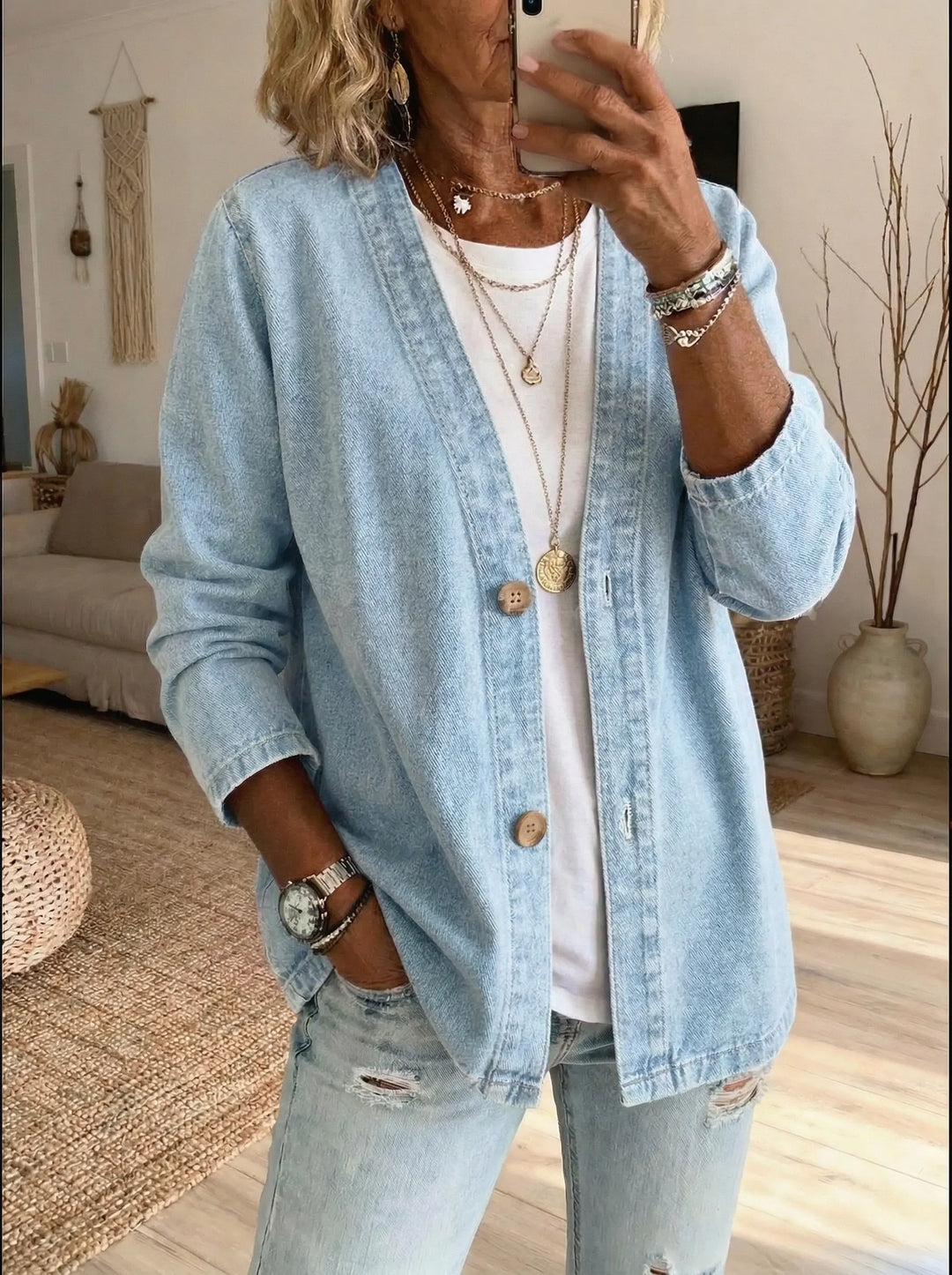 Lola | Button Denim Cardigan