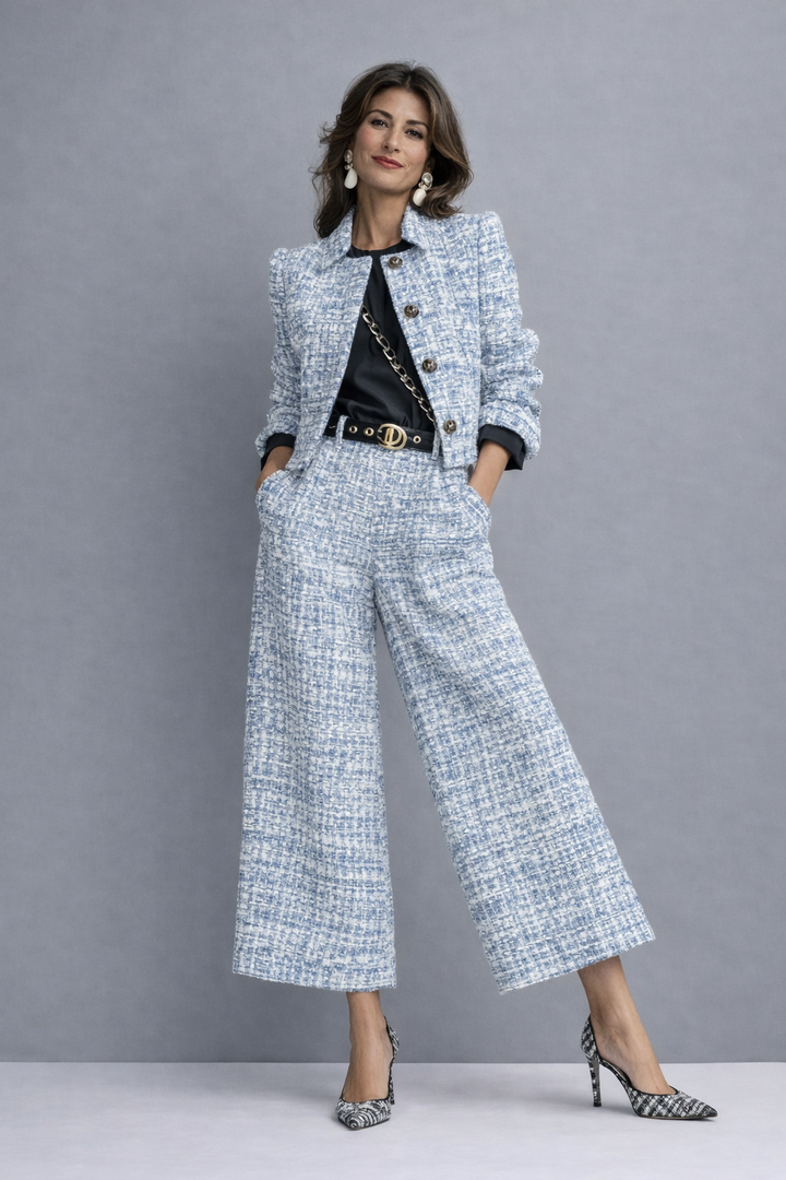 Monica | Textured Jacket & Wide-Leg Pant Set