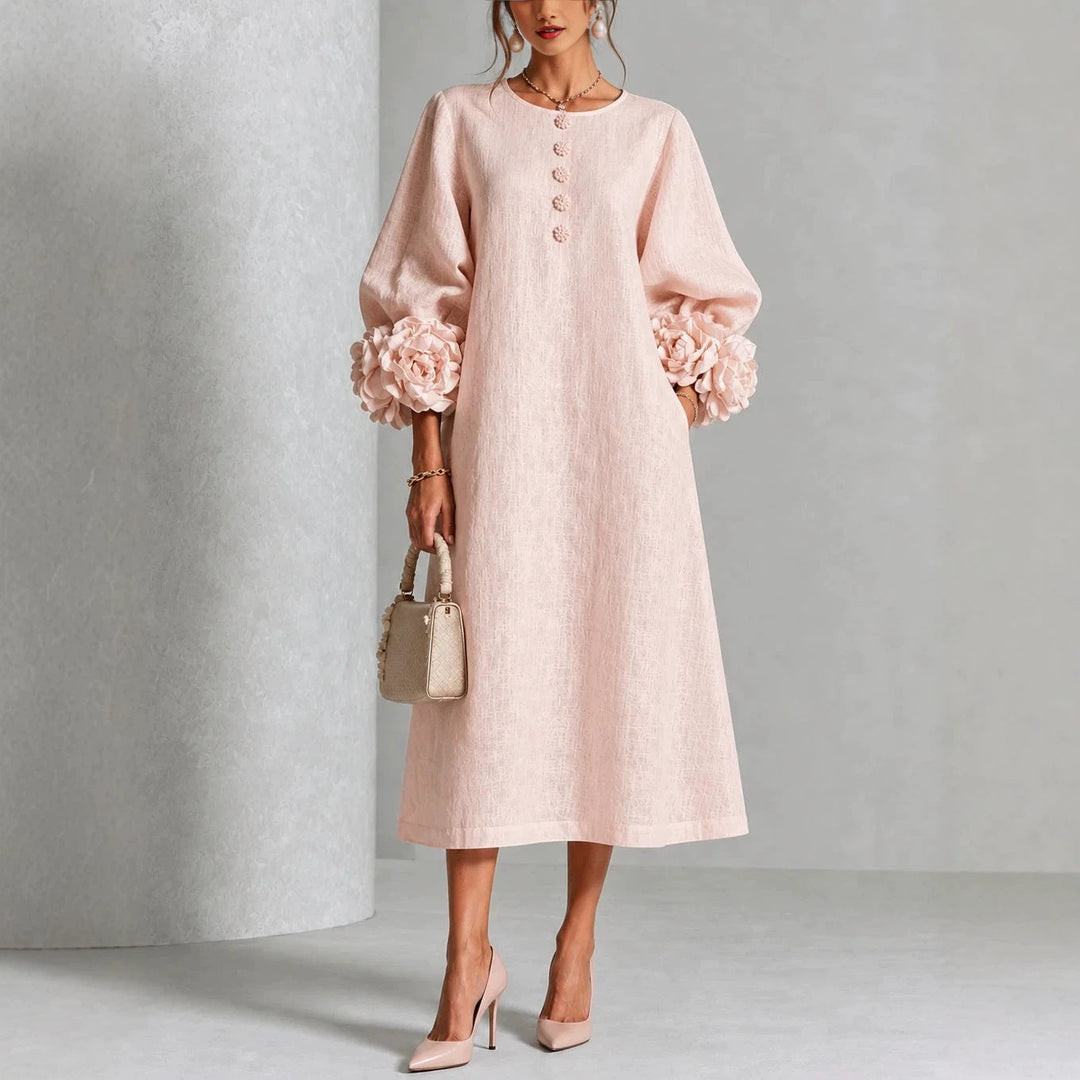Lucienne | Floral Cuff Midi Dress
