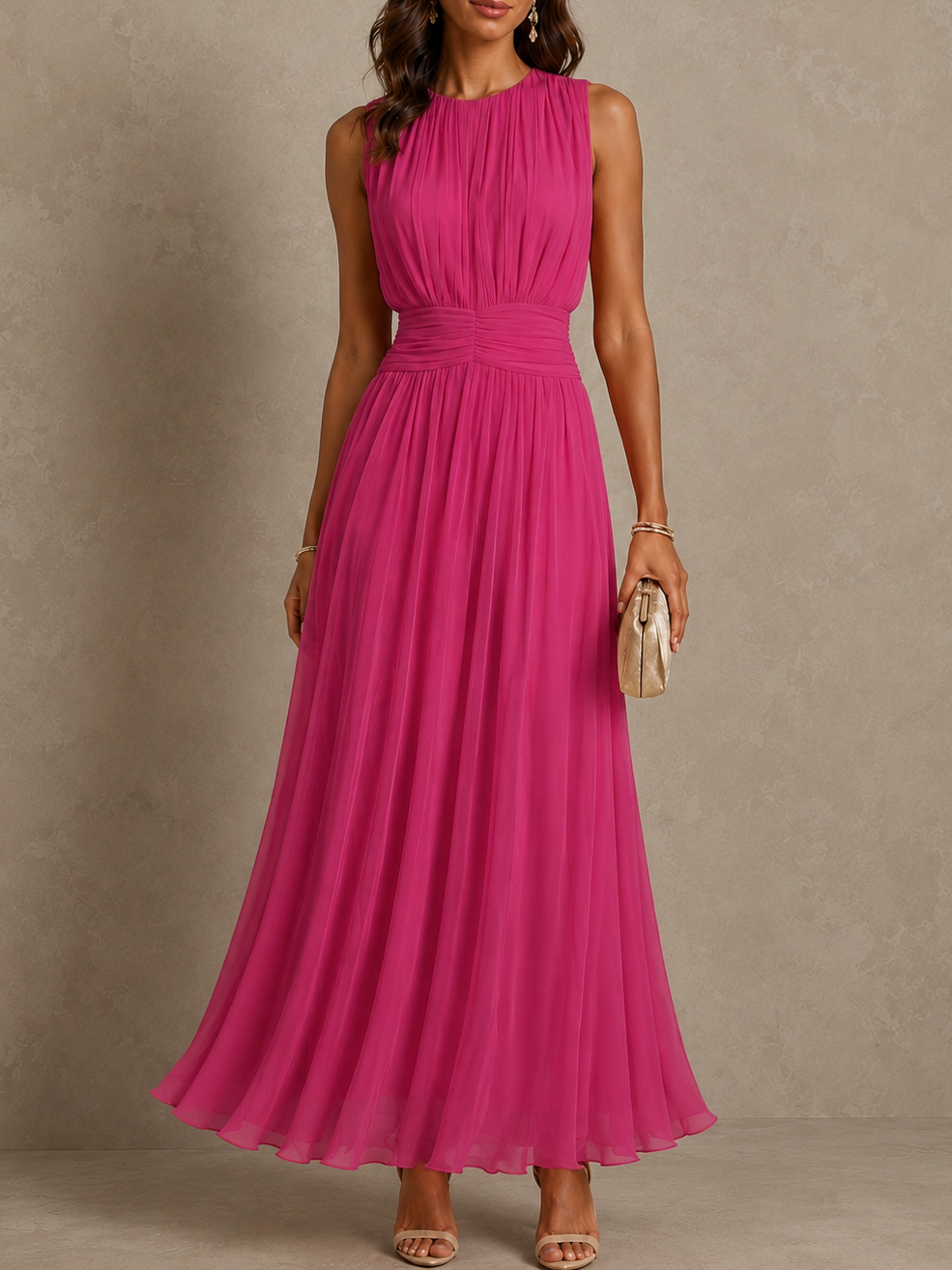Camilla | Pleated Chiffon Maxi Dress