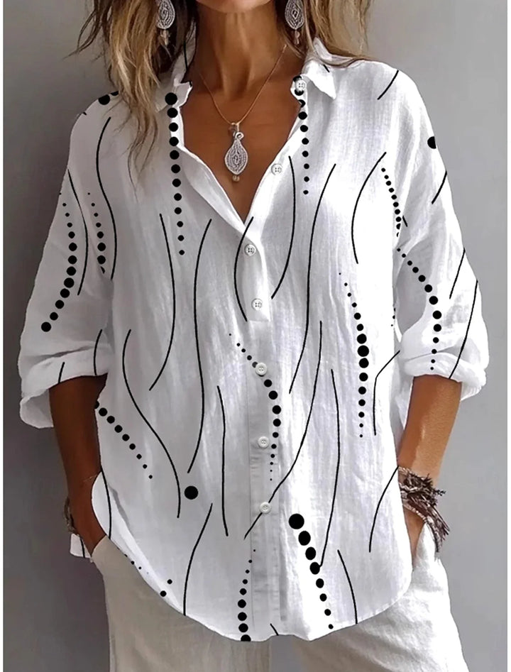 Elara | Abstract Print Button Blouse
