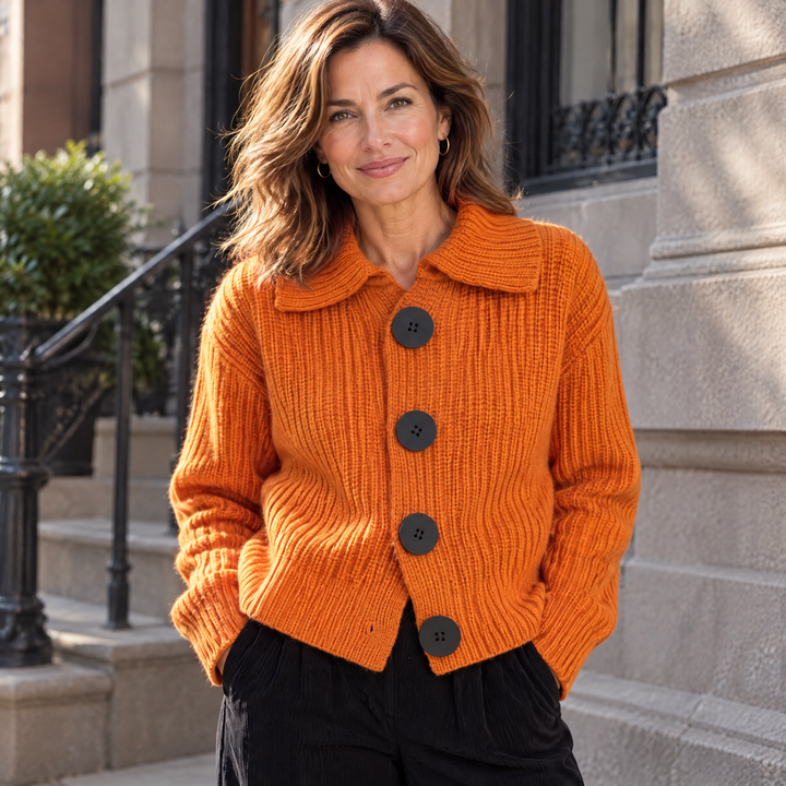 Brielle | Contrast Button Knit Cardigan