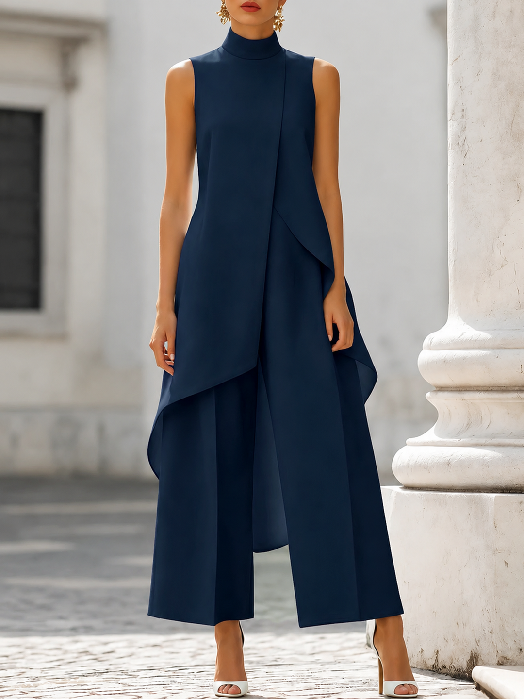 Florence | Layered High-Neck Midi Dress