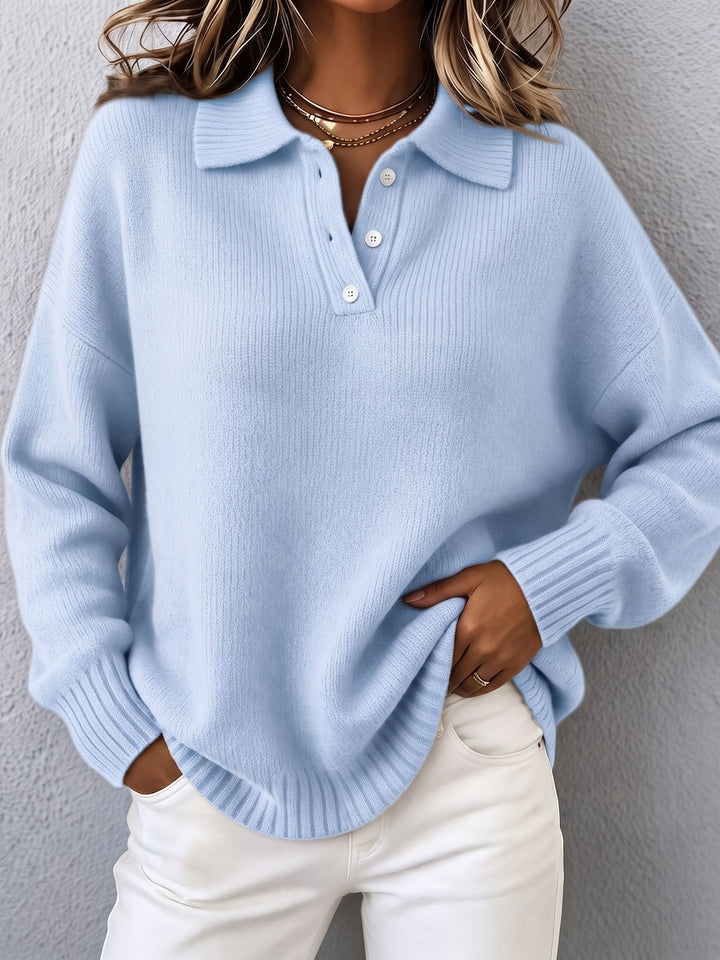 Eloisa | Button Collar Knit Sweater