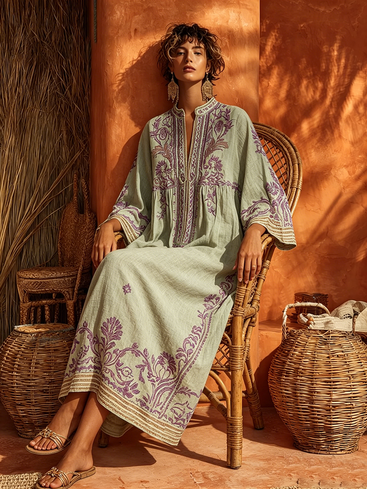 Isabella | Embroidered Kaftan Maxi Dress