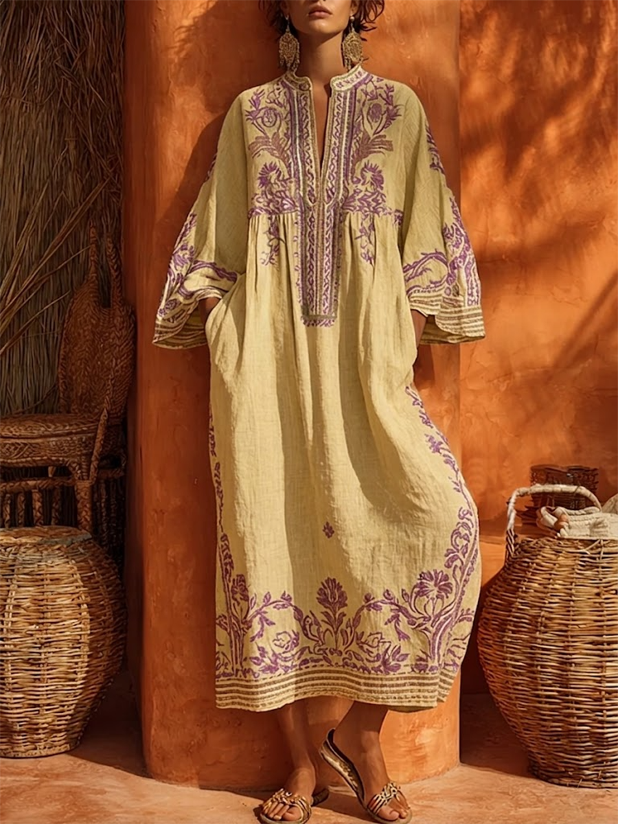Isabella | Embroidered Kaftan Maxi Dress