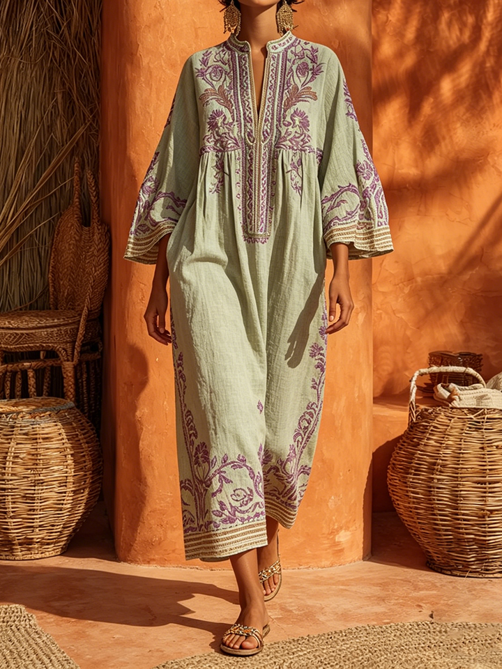 Isabella | Embroidered Kaftan Maxi Dress