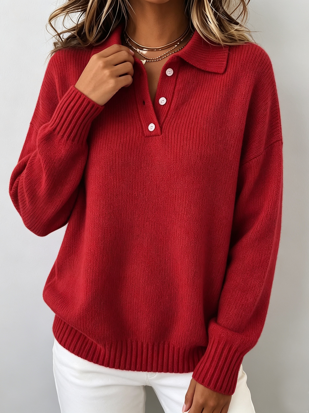 Eloisa | Button Collar Knit Sweater