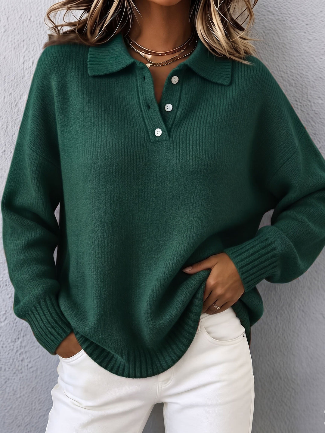 Eloisa | Button Collar Knit Sweater