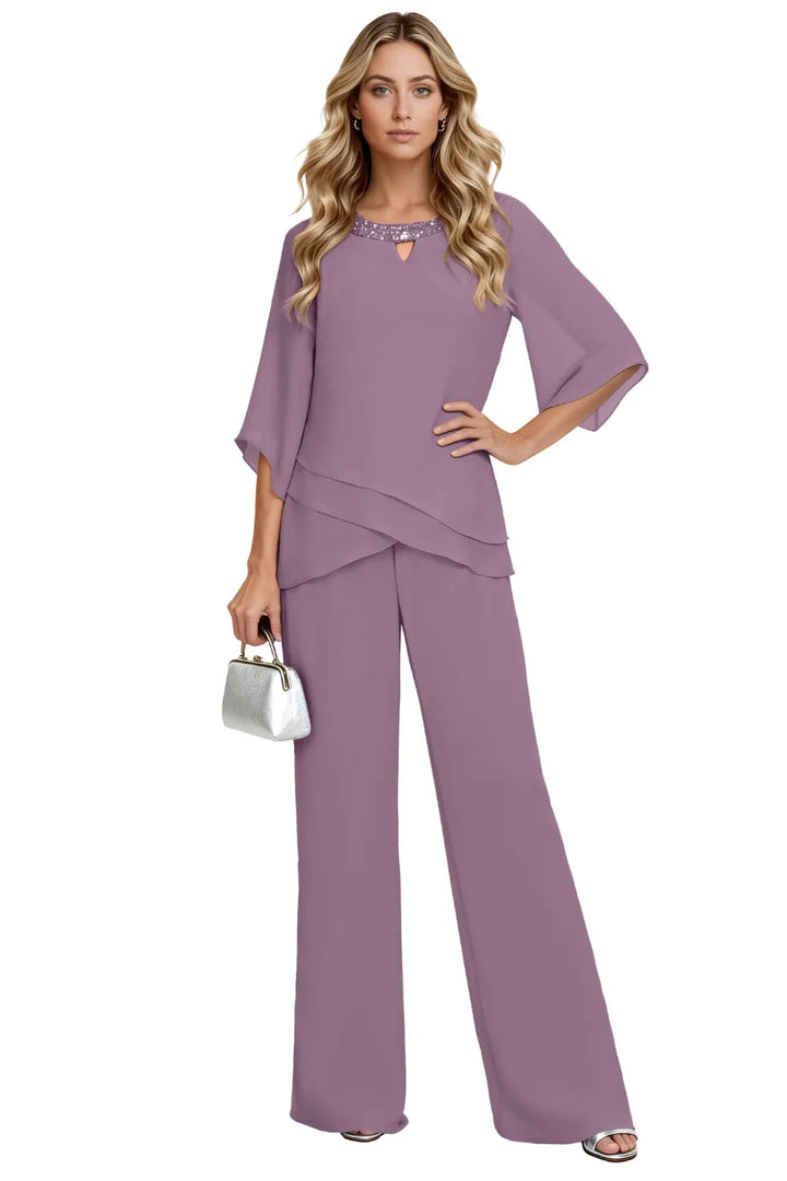 Marielle | Layered Chiffon Wide-Leg Pant Set