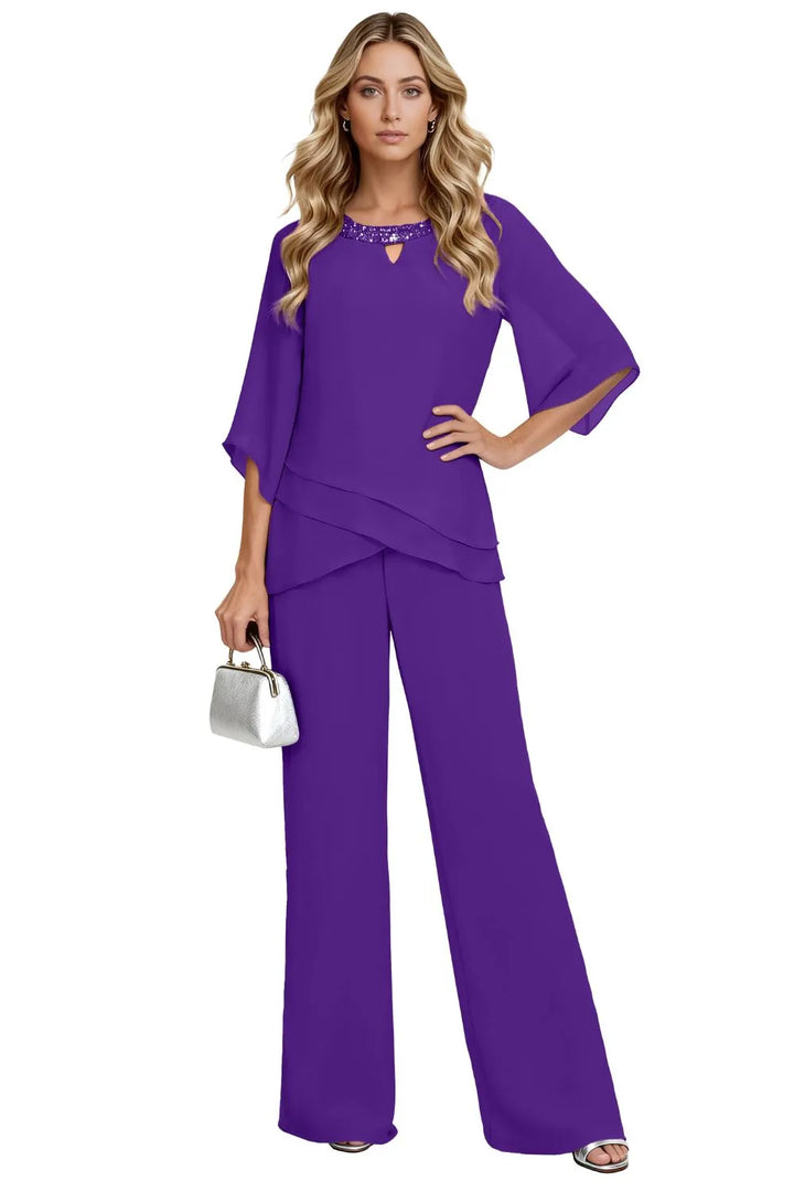 Odette | Embellished Layered Two-Piece Pant Set
