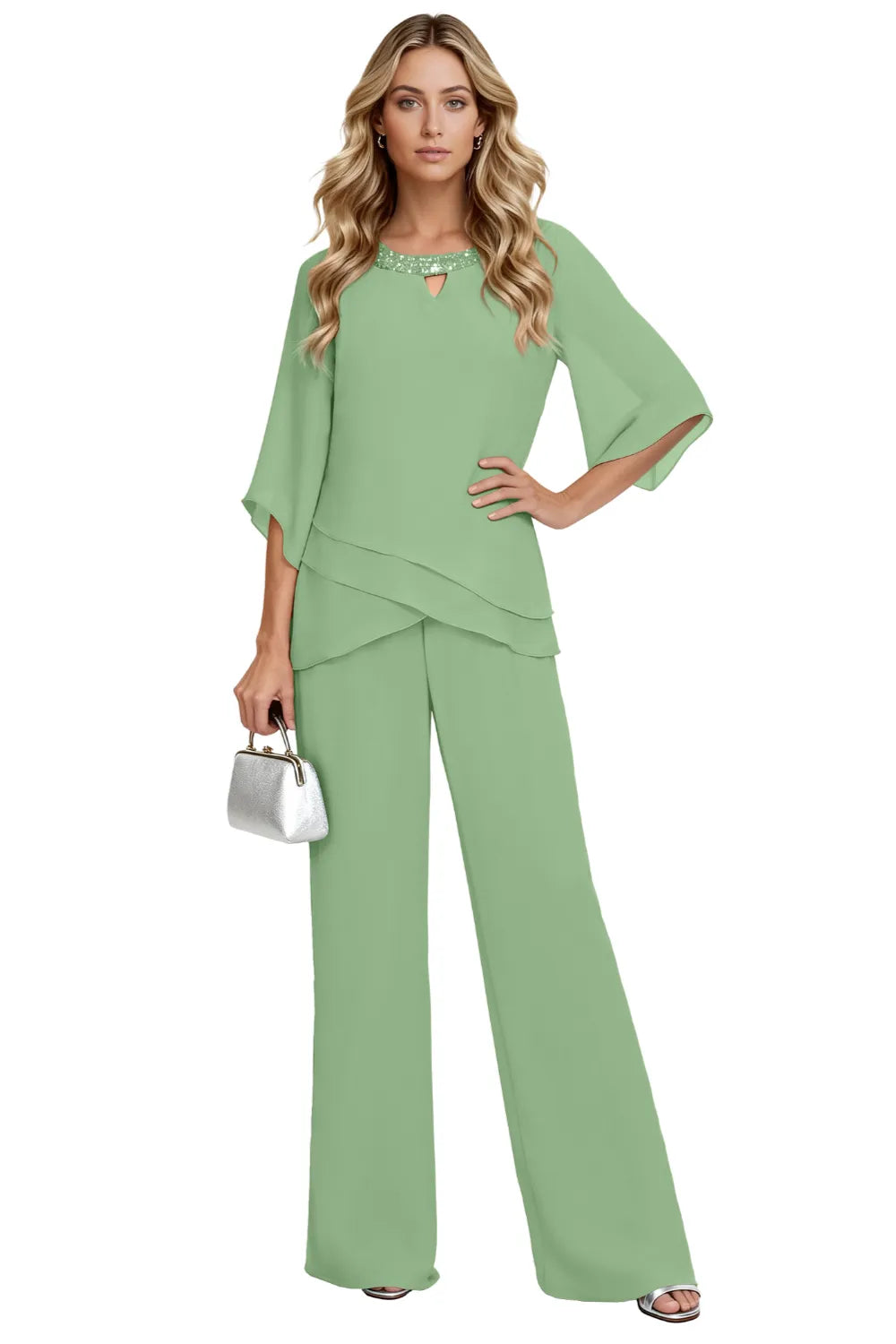 Odette | Embellished Layered Two-Piece Pant Set