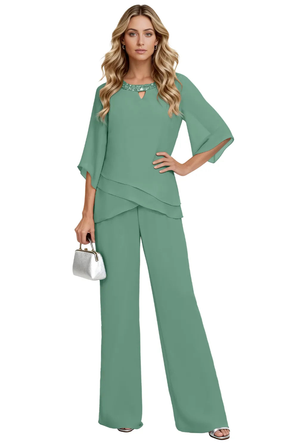 Odette | Embellished Layered Two-Piece Pant Set