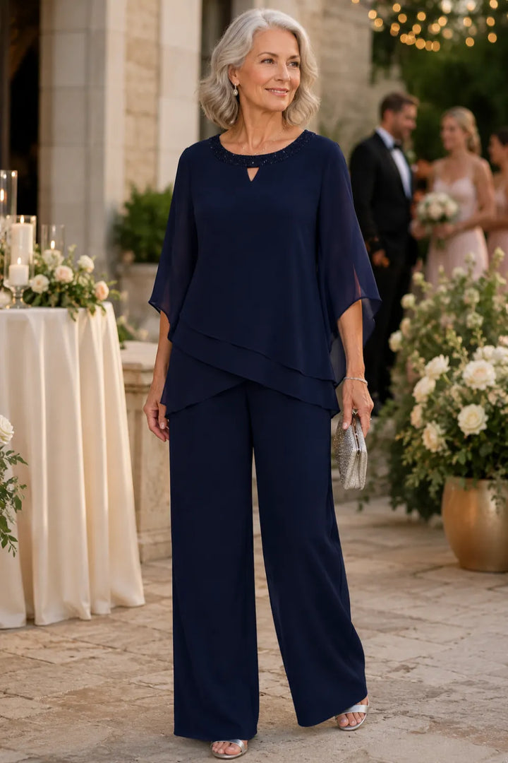 Marielle | Layered Chiffon Wide-Leg Pant Set