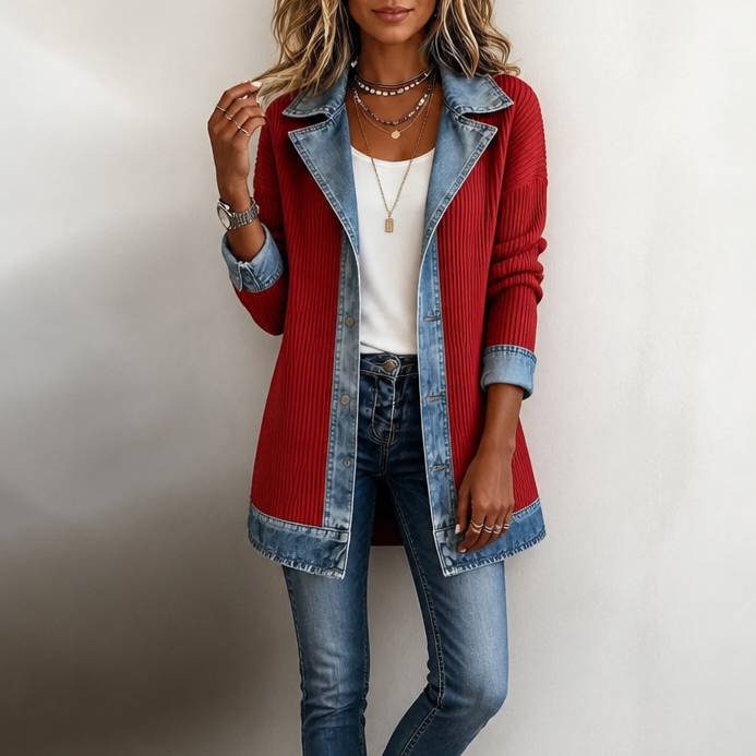 Tessa | Contrast Knit Cardigan