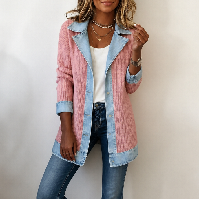 Tessa | Contrast Knit Cardigan